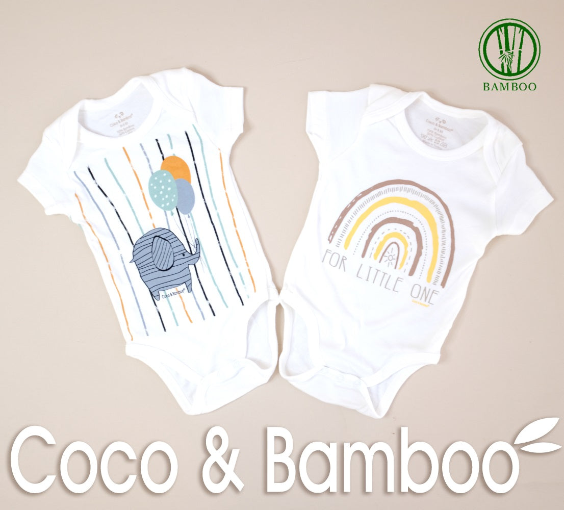 2 Pcs Elephant Rainbow Design- Short Sleeve Body Aged 0m to 2 Yrs.