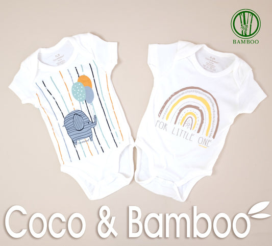 2 Pcs Elephant Rainbow Design- Short Sleeve Body Aged 0m to 2 Yrs.