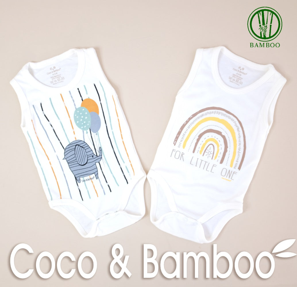 2 Pcs Elephant Rainbow Design- Sleeveless Body Aged 0m to 2 Yrs.