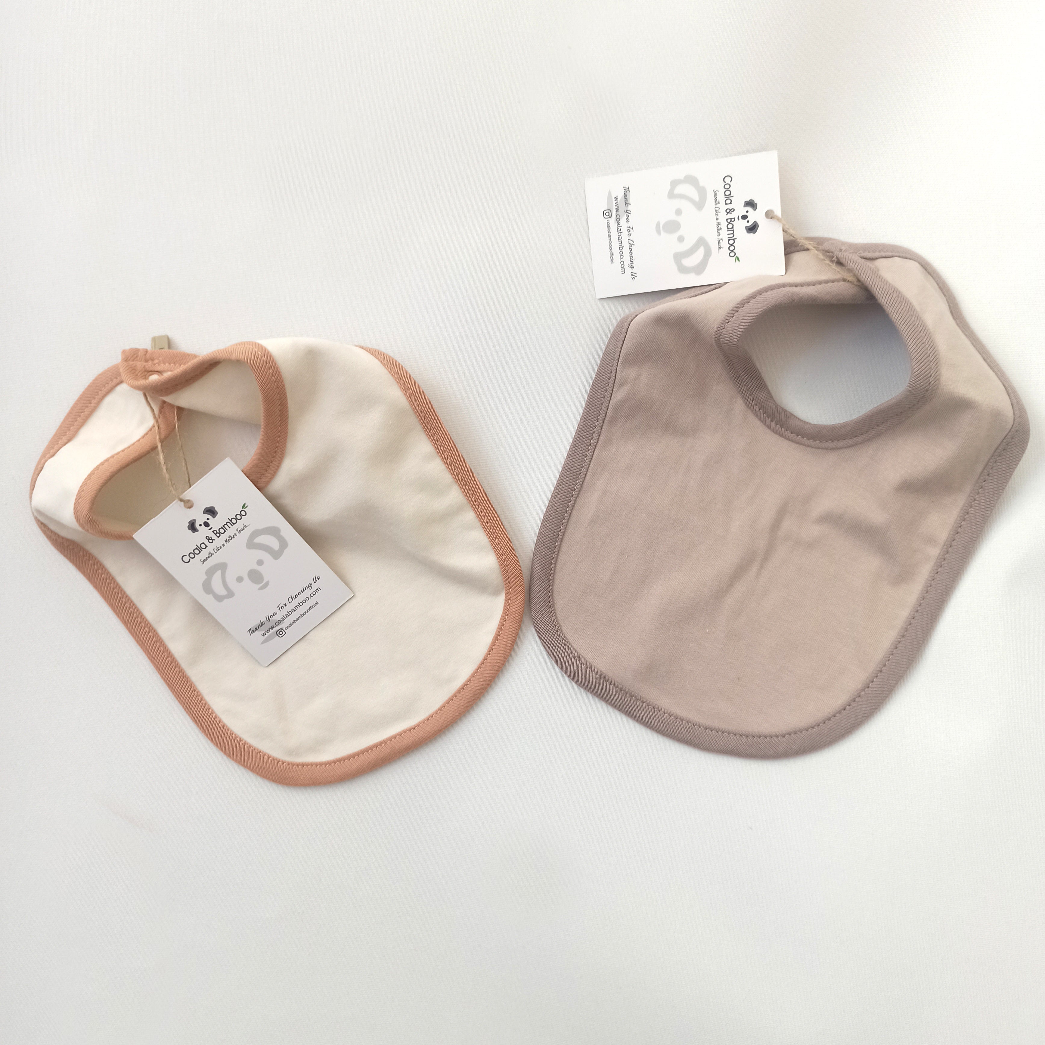2 Pcs Cotton Baby Bib Colored Cream And Stone MushiesNme 2-pcs-cotton-baby-bib-colored-cream-and-stone-mushiesnme