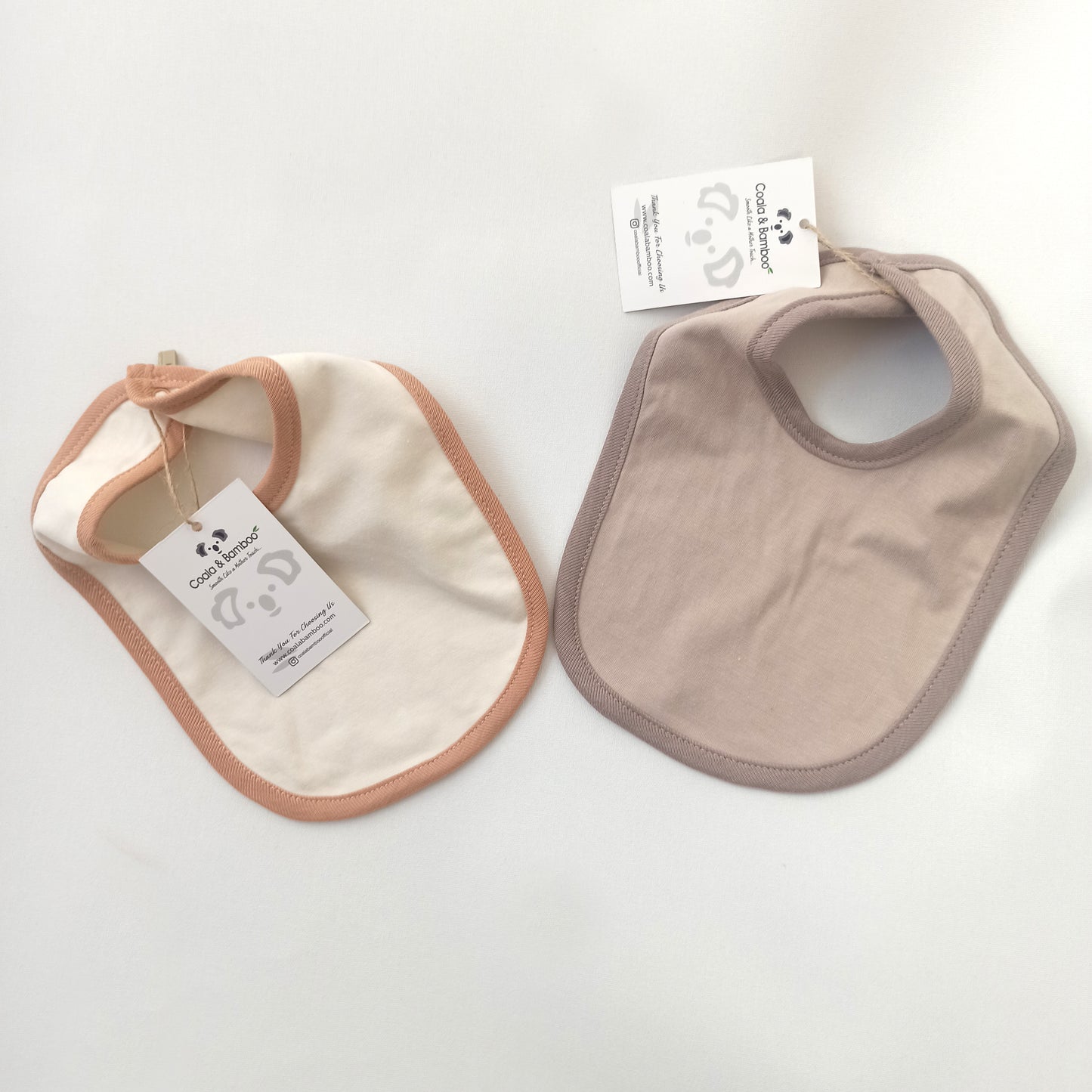 2 pcs cotton Baby Bib colored Cream and Stone