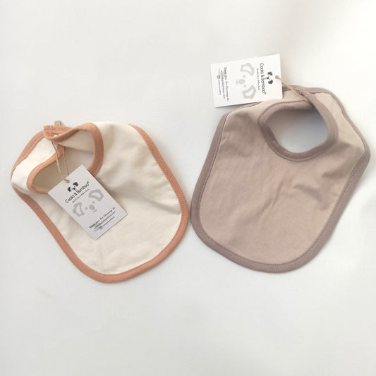 2 pcs cotton Baby Bib colored Cream and Stone