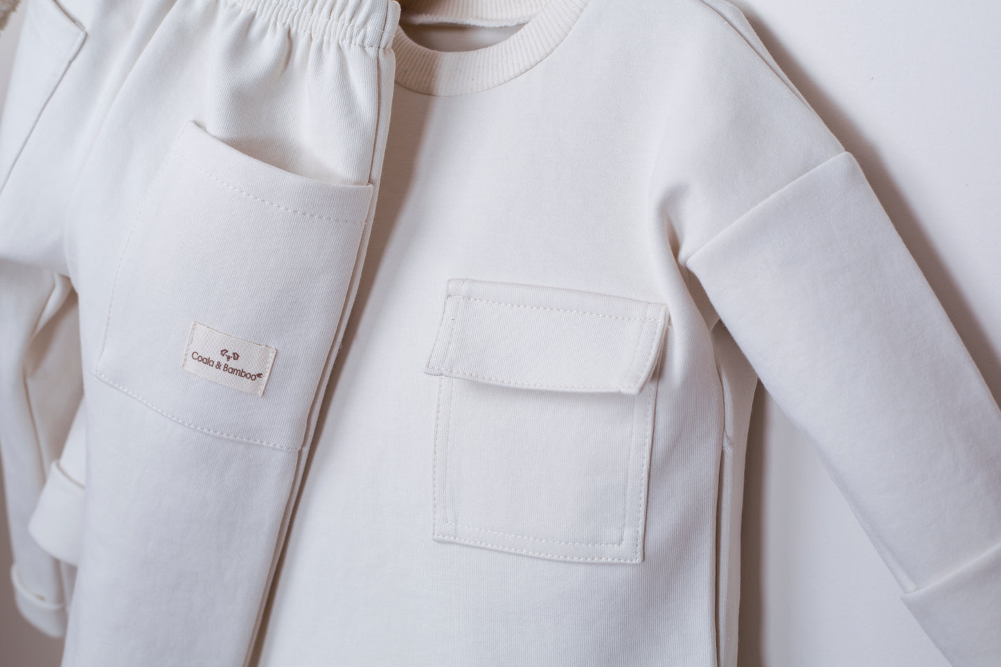 Double cotton Long Sleeve Suit -Aged 1 Year to 4 Year- Colored Bone
