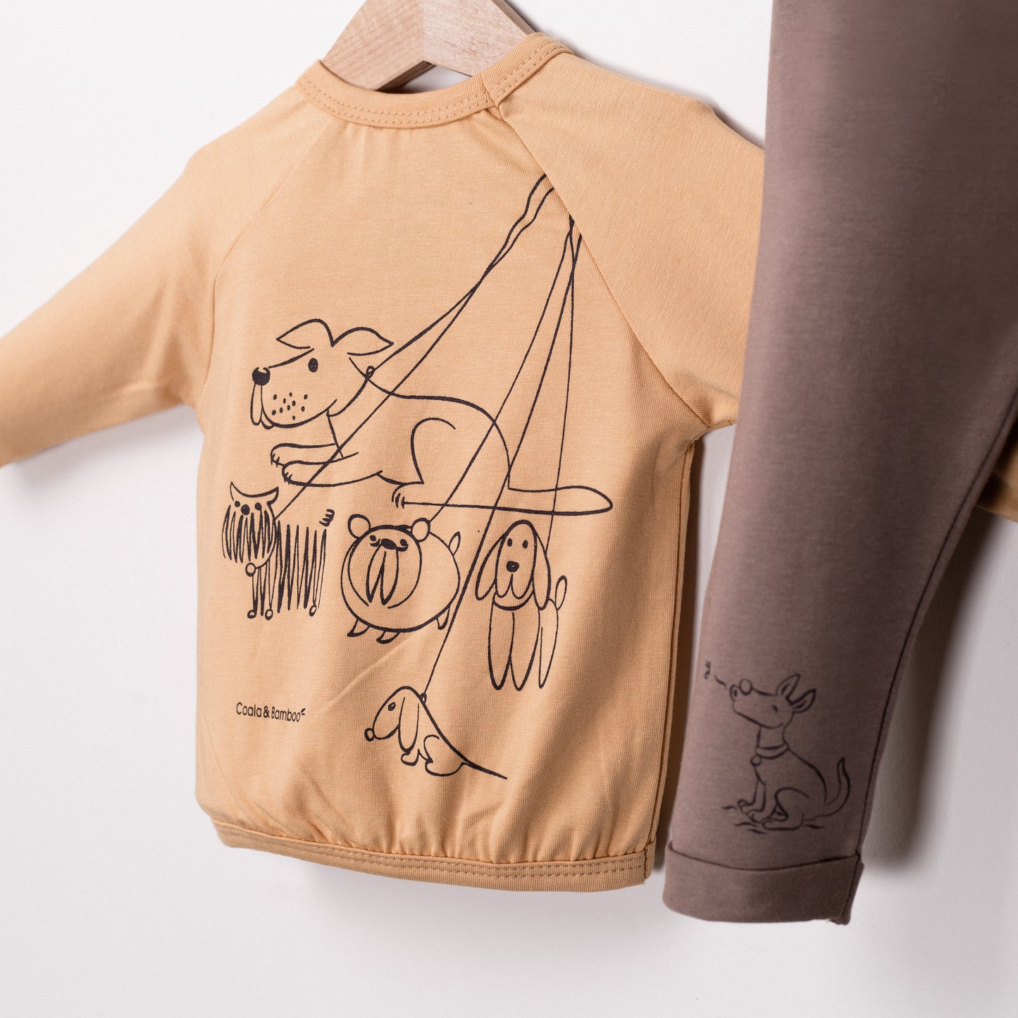Modal Long Sleeve Set -Aged 3m to 5 Year- Colored Mustard Brown