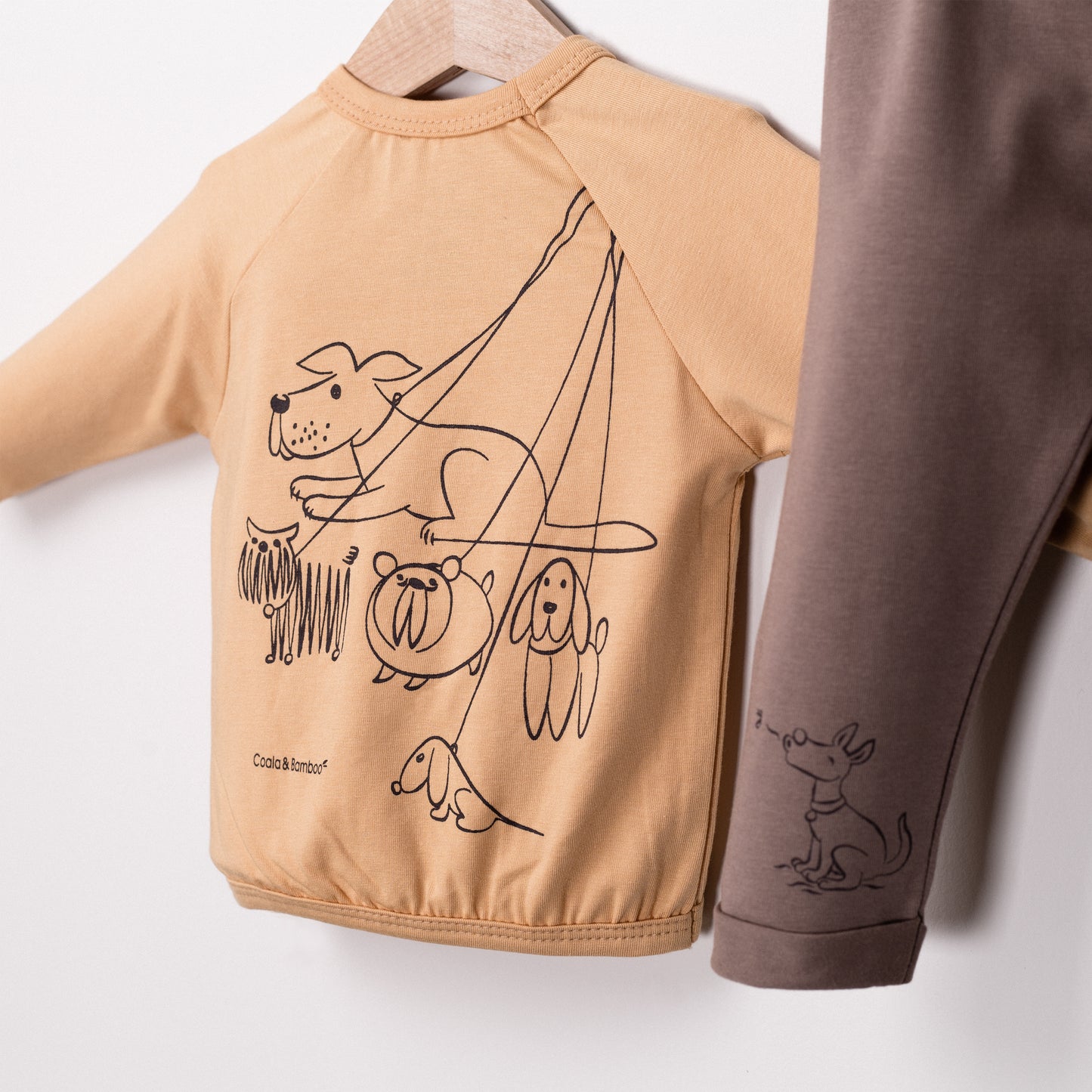Modal Long Sleeve Set -Aged 3m to 5 Year- Colored Mustard Brown