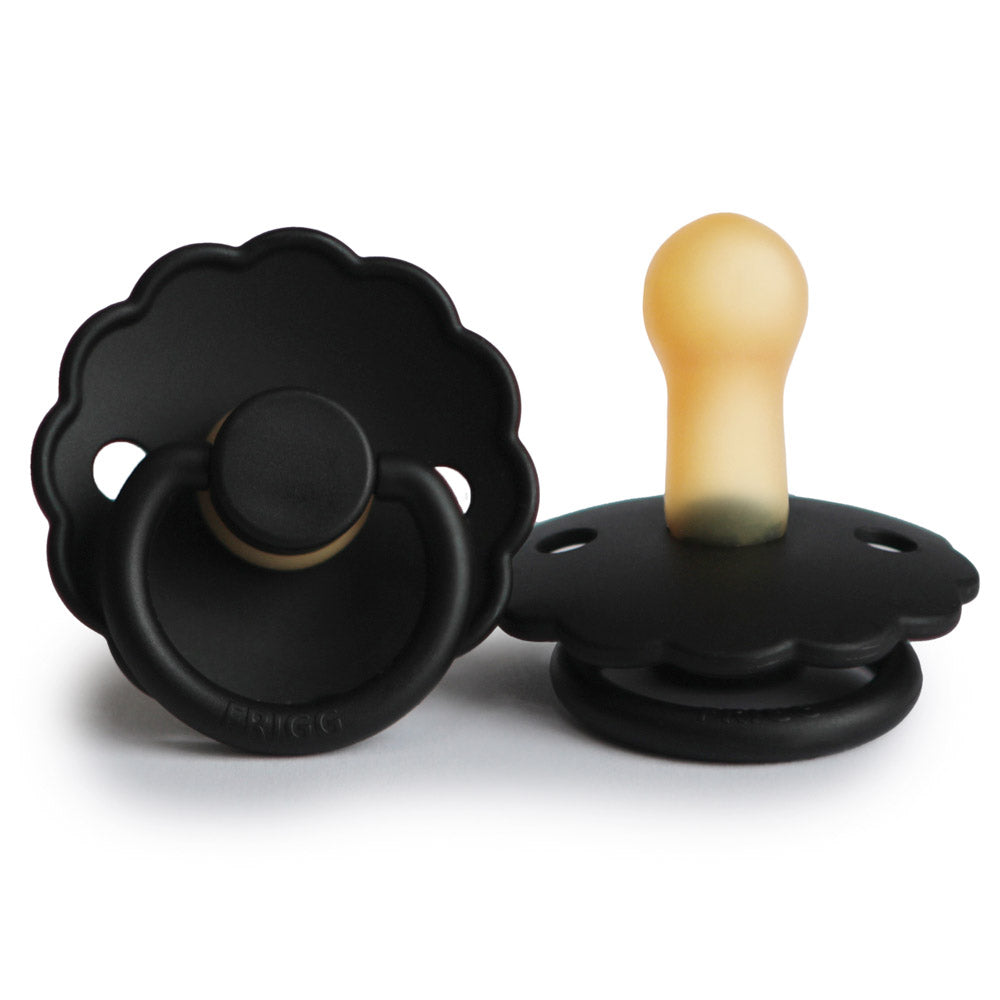 FRIGG Daisy Latex Baby Pacifier 1-Pack Jet Black Size 2 (6-18 Months)