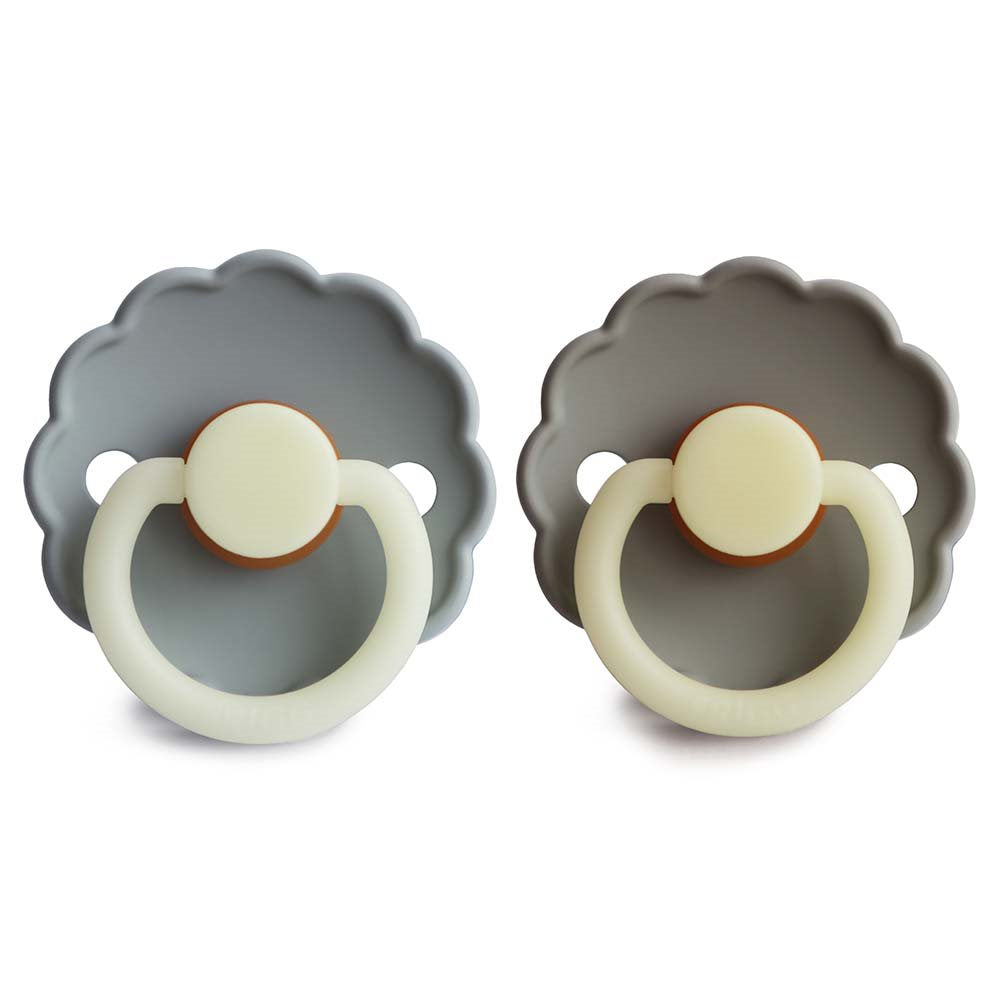 FRIGG Daisy Latex Baby Pacifier 2-Pack French Gray night/Portobello night -Size 1 (0-6 Months)
