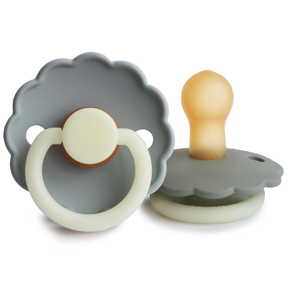 FRIGG Daisy Latex Baby Pacifier 2-Pack French Gray night/Portobello night -Size 1 (0-6 Months)