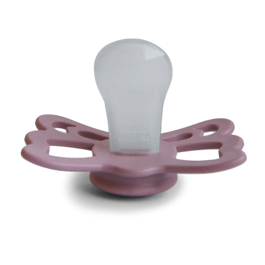 FRIGG Butterfly Anatomical Silicone Baby Pacifier 1-Pack Twilight Mauve  Size 2 6-18 Months