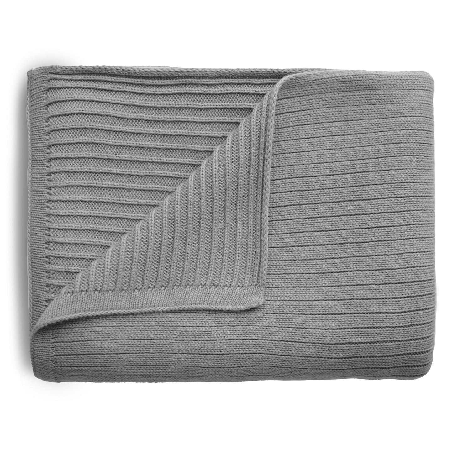 Mushie Knitted Baby Blanket Ribbed Gray Melange