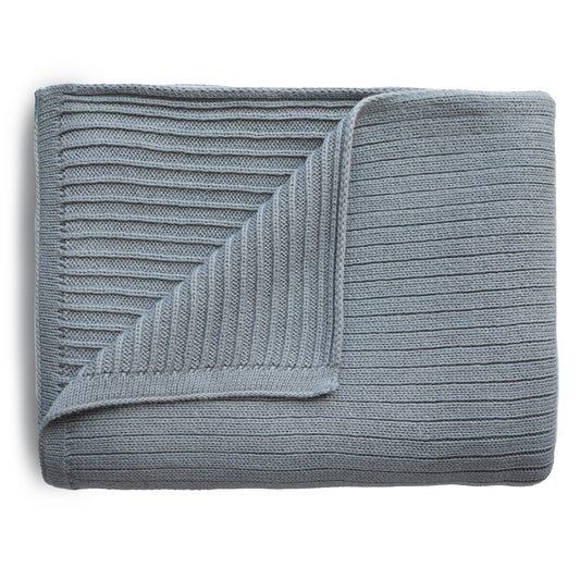 Mushie Knitted Baby Blanket Ribbed Smoke