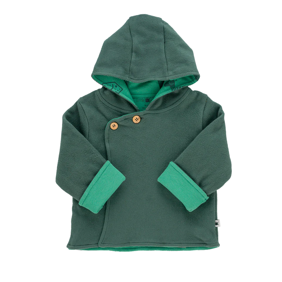 "Cozy" Double Layer Polar Fleece Jacket- Aged 6m to 2 Yrs- Colored Deep Green