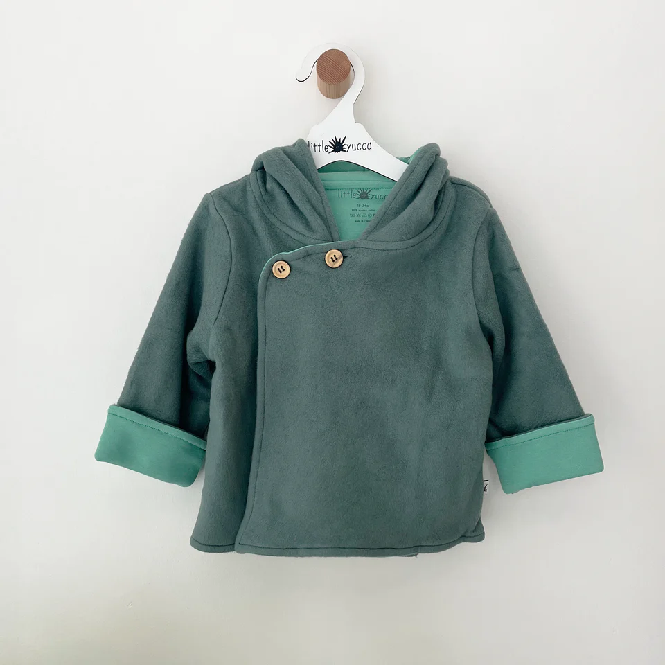 "Cozy" Double Layer Polar Fleece Jacket- Aged 6m to 2 Yrs- Colored Deep Green