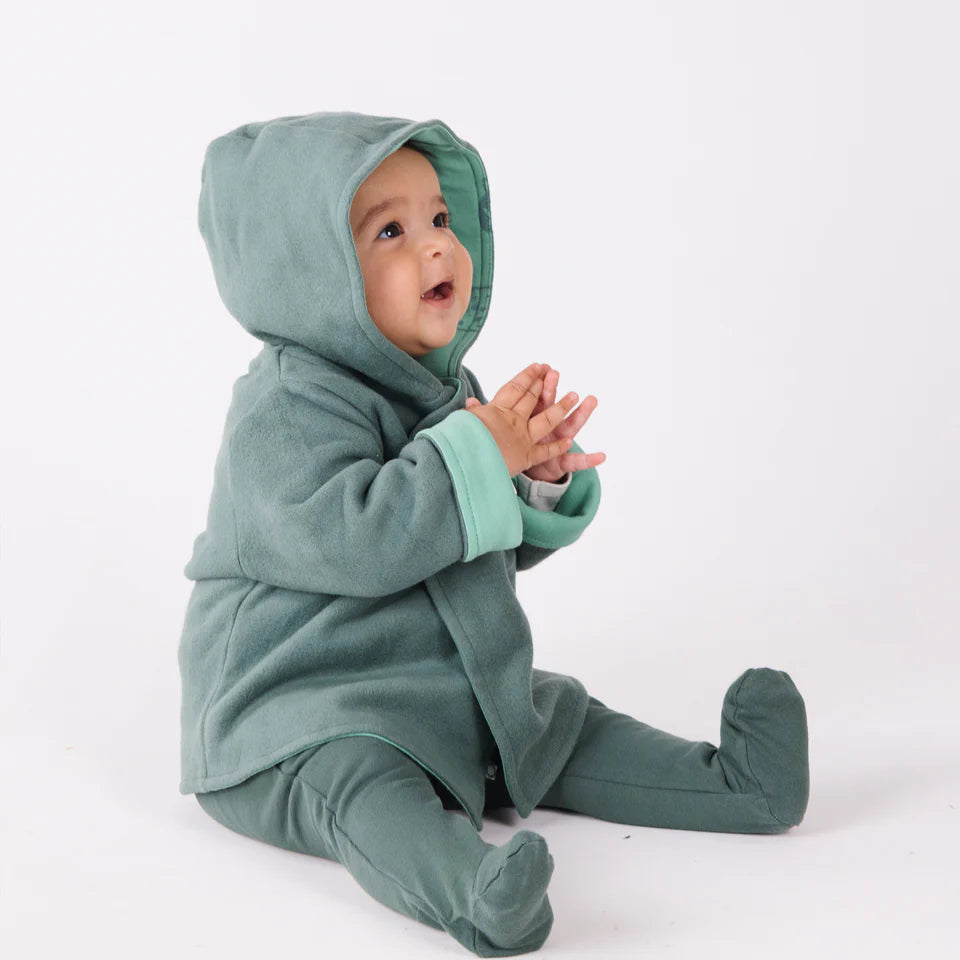 "Cozy" Double Layer Polar Fleece Jacket- Aged 6m to 2 Yrs- Colored Deep Green