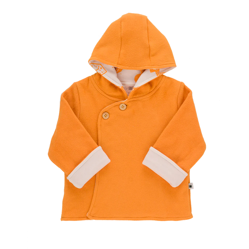 "Cozy" Double Layer Polar Fleece Jacket- Aged 6m to 2 Yrs- Colored Orange
