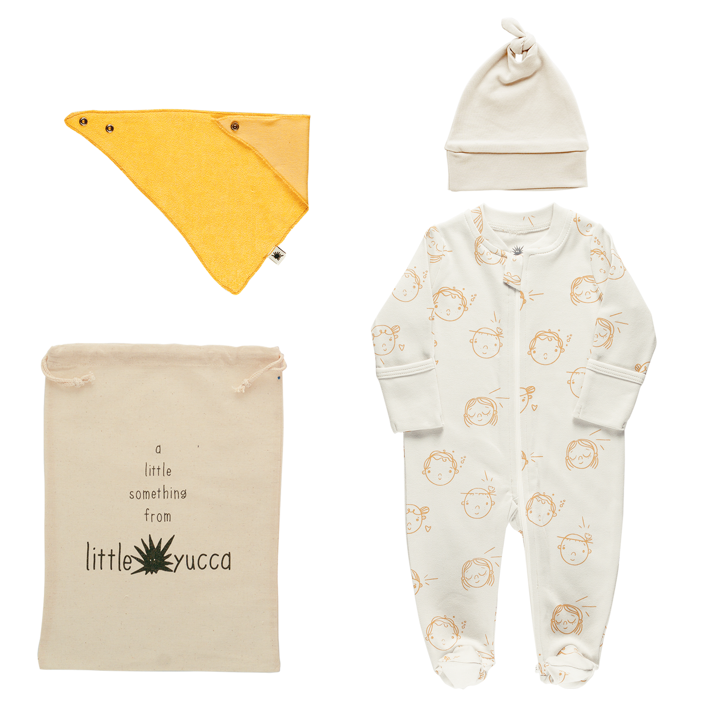Organic Welcome baby set-Aged 0m to 6m- Colored Light Grey- Mustard