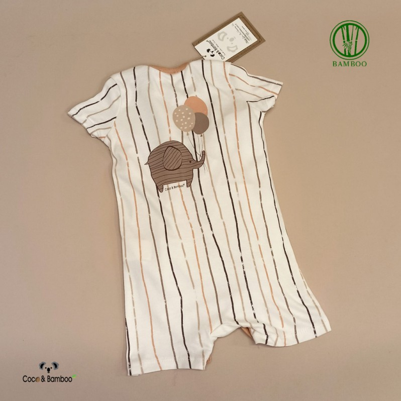 Elephant Printed Bamboo Romper -Aged 3m to 3 Yrs