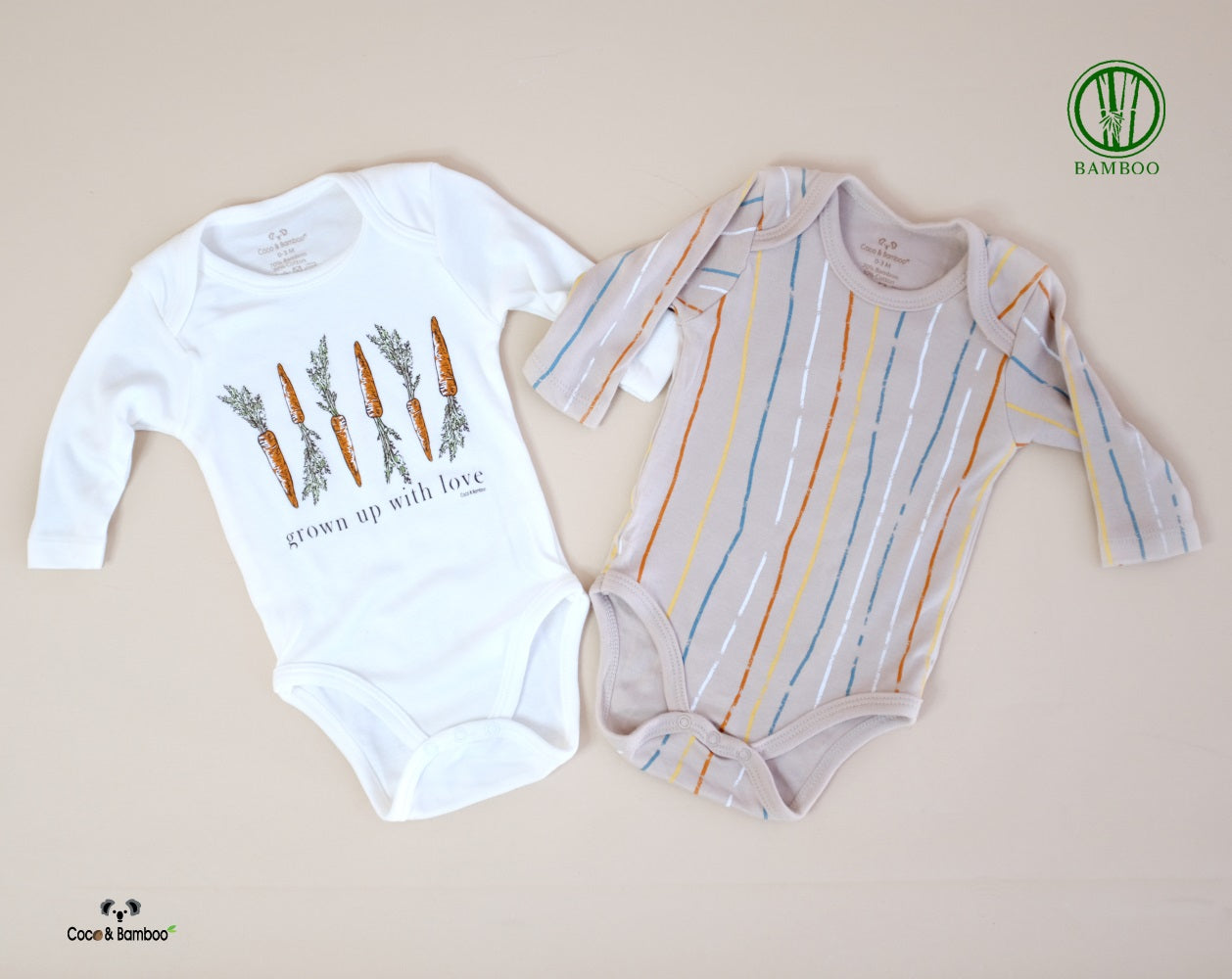 Long Sleeve Bamboo Body suit for babies made of soft cotton