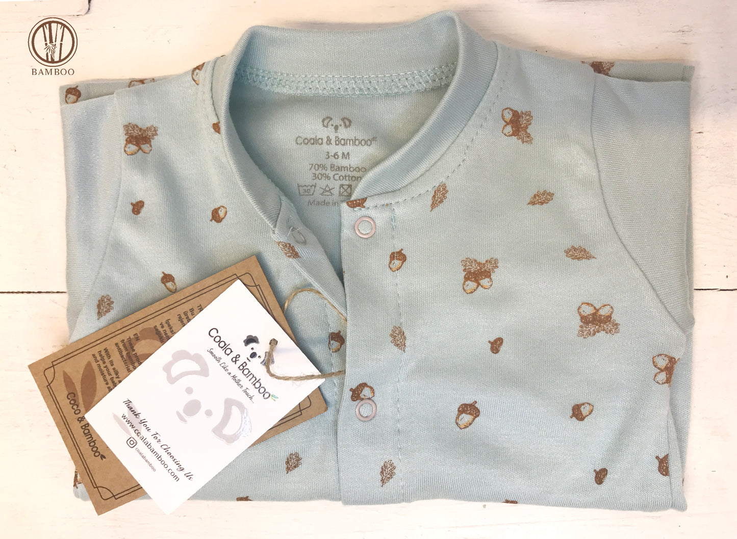 Patterned Bamboo Boy Romper- Aged 0m to 9m