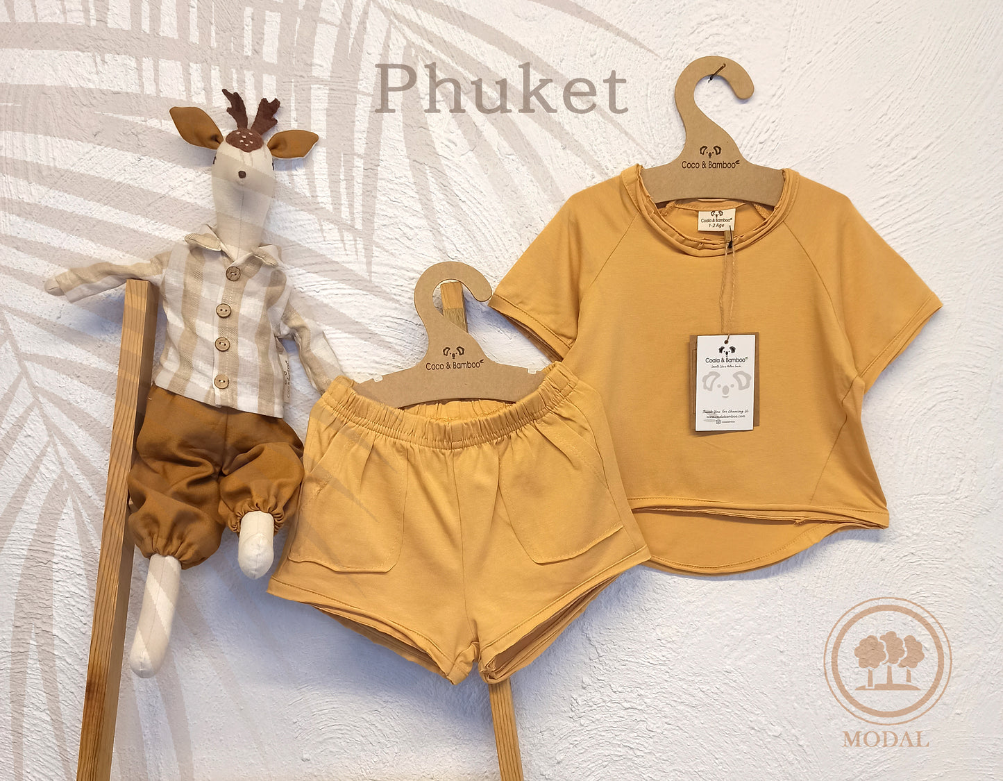 Modal short Set for girls and boys - Aged 9 M to 4 Yrs- colored Mustard