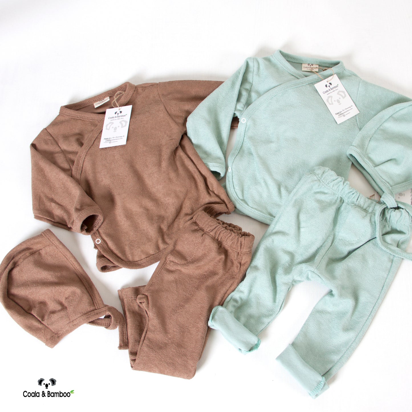 Unisex Thin Towel Bodysuit Set of 3 Pcs Aged 3-12 Months- colored Brown
