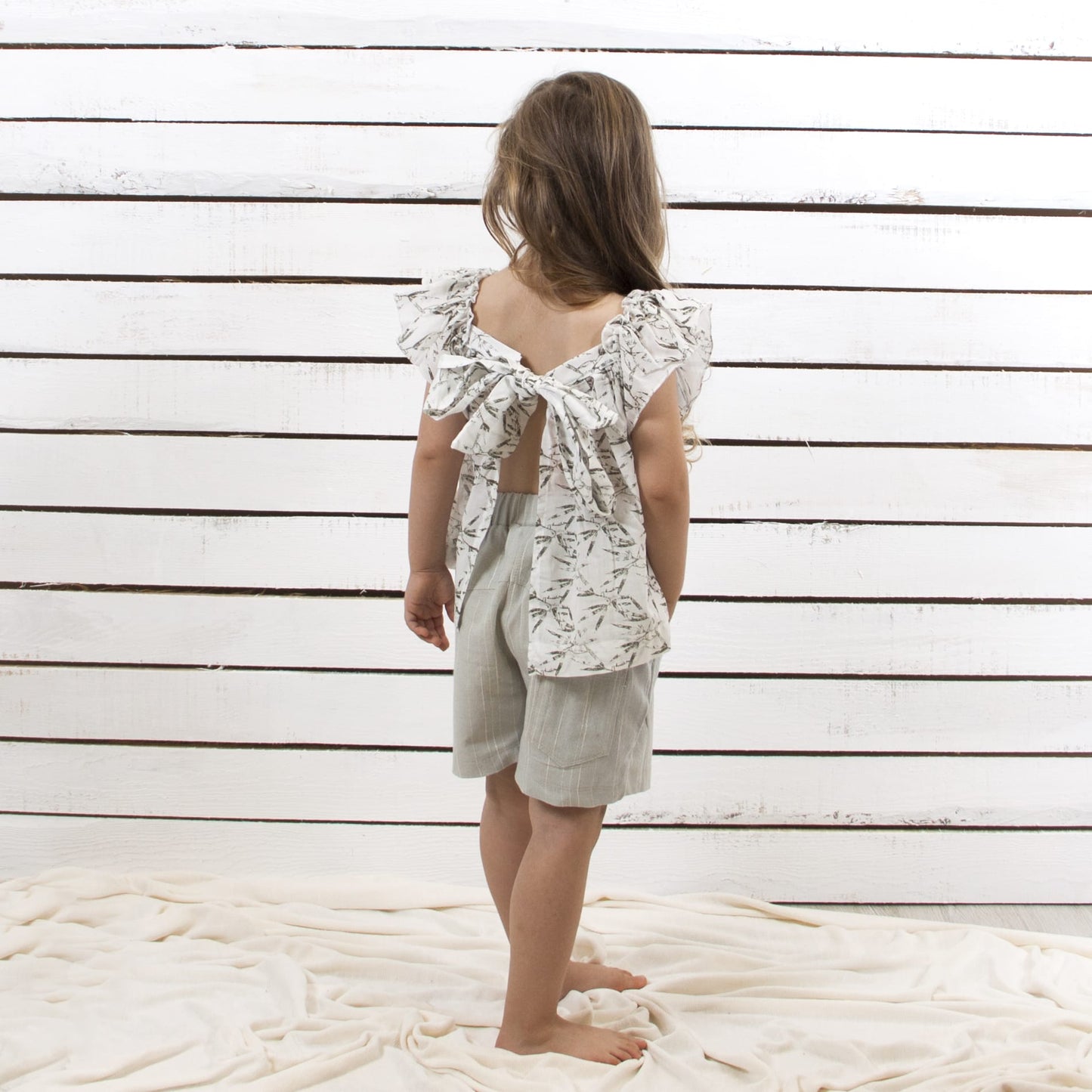 Leaf Patterned Blouse for Girls- Aged 2 Yrs to 9 Yrs- Colored Ecru