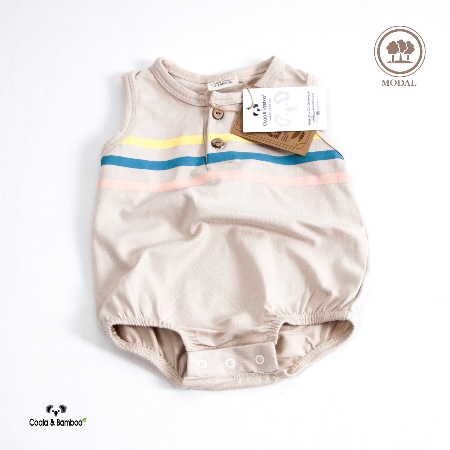 Printed Modal Bodysuit Aged 0m to 2 Yrs-colored Ecru