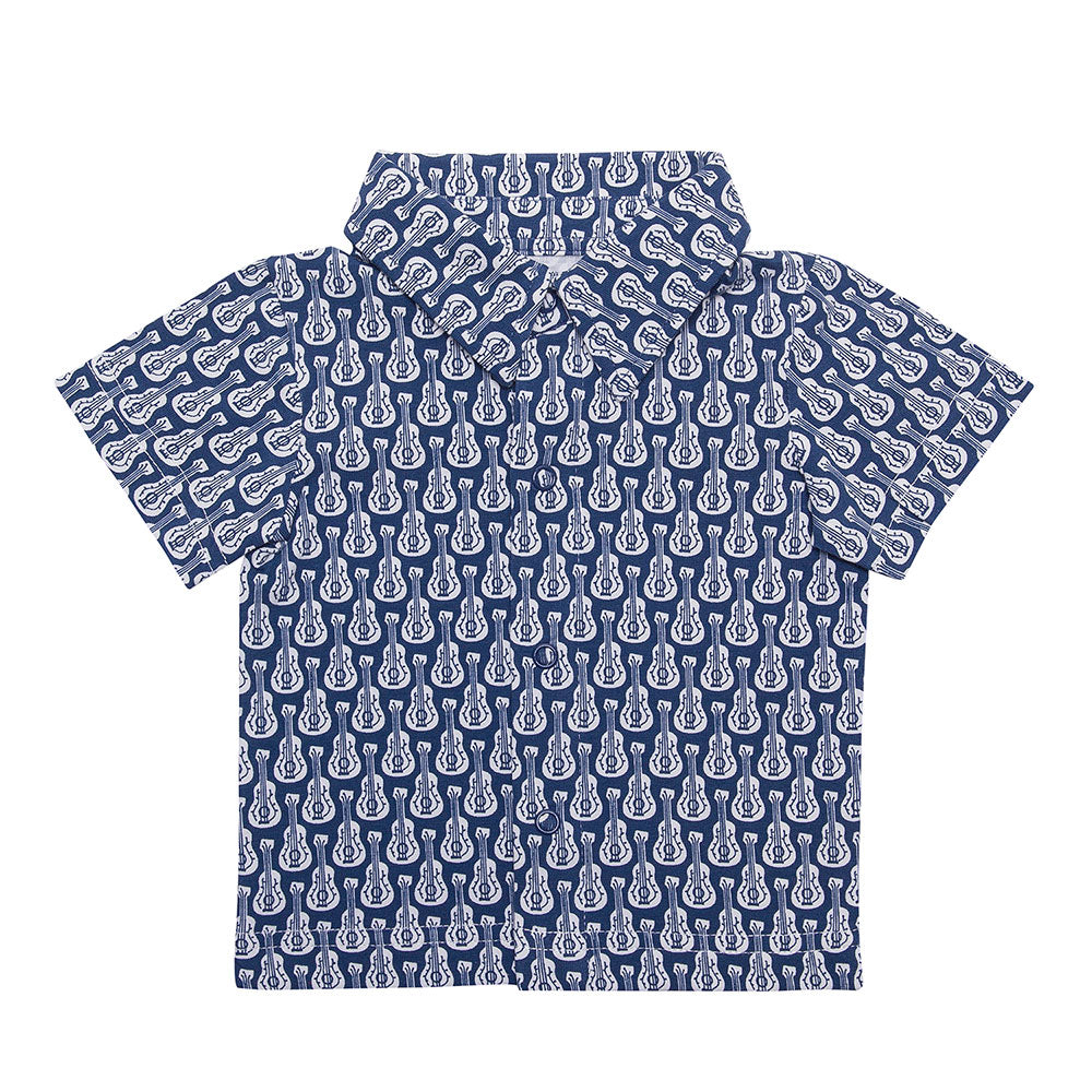 Organic Guitar design Shirt for boys Aged 0-12 Months colored Navy