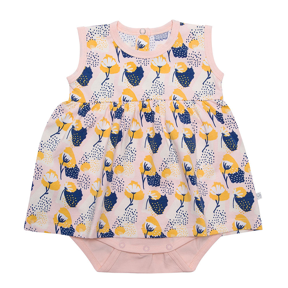 Organic Short sleeve bodysuit dress for baby girls Aged 0-12 Months colored Salmon