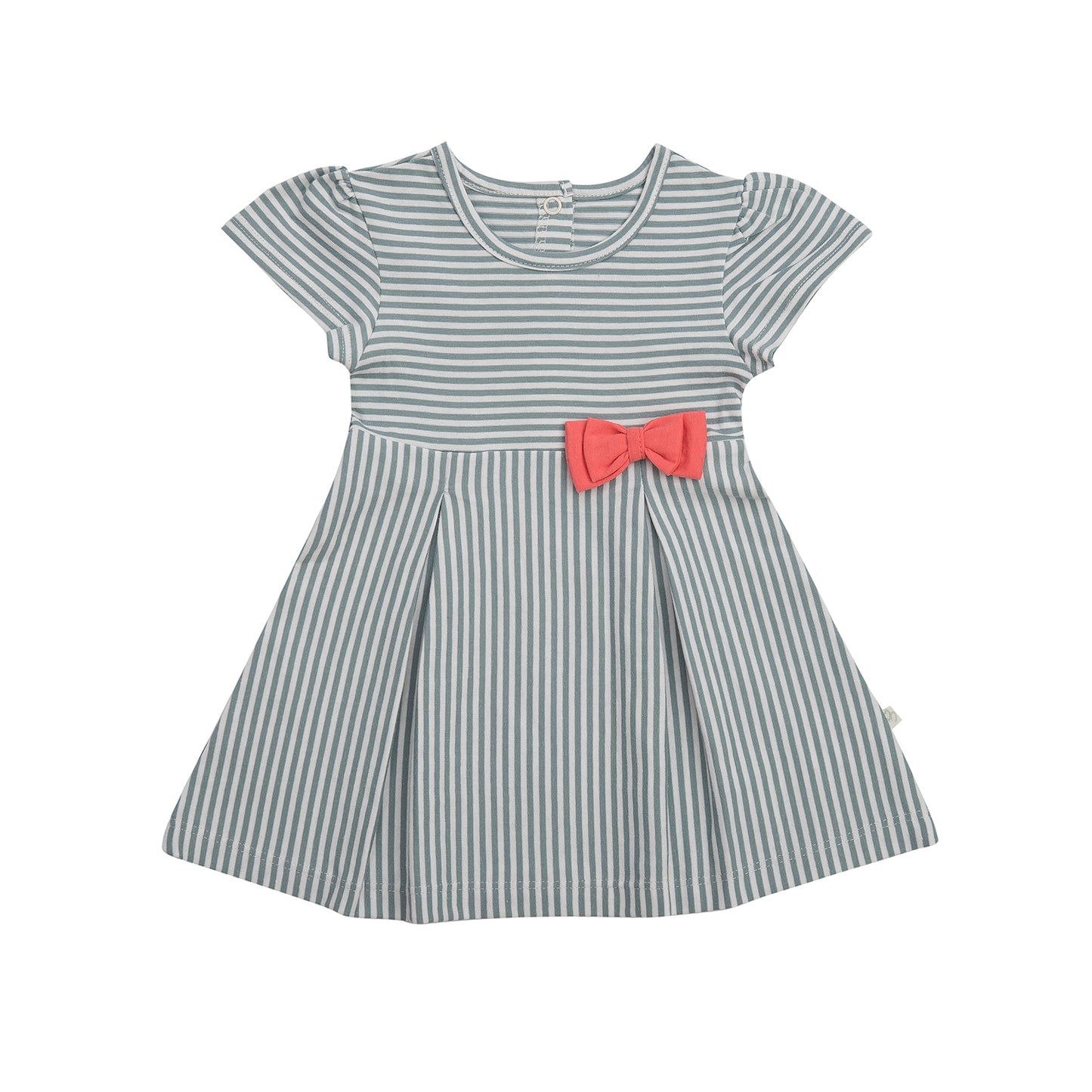 Organic cotton Girl's dress stripped with bow Aged 3m to 24m.