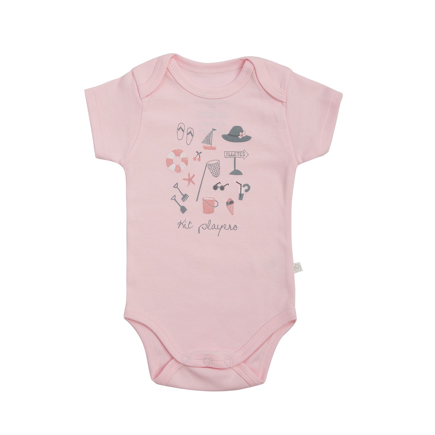 Organic Short sleeve bodysuit for baby girls Aged 0-24 Months colored Pink