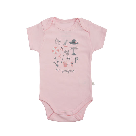 Organic Short sleeve bodysuit for baby girls Aged 0-24 Months colored Pink