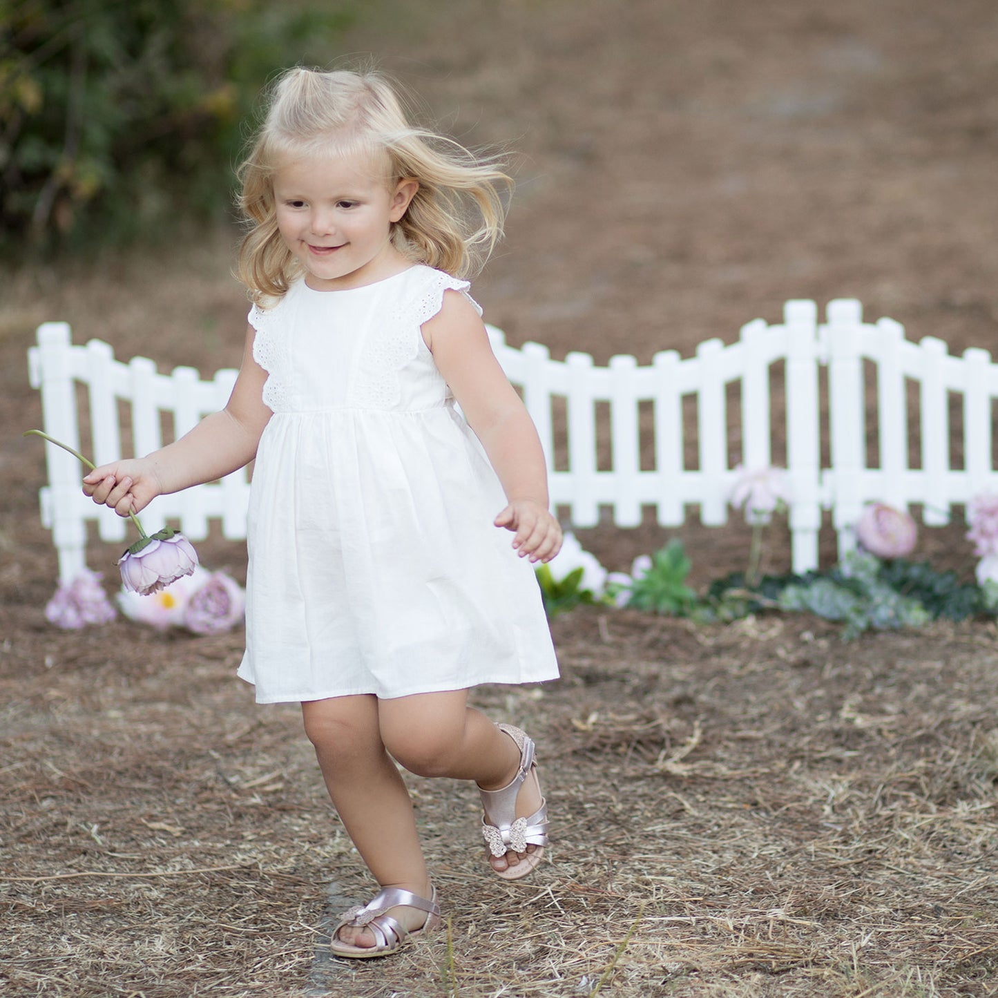 Organic Vual Girl's dress Aged 6m - 6 Years colored white