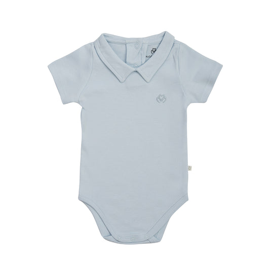 Organic Polo collar bodysuit for baby girls and boys Aged 0-24 Months colored Blue