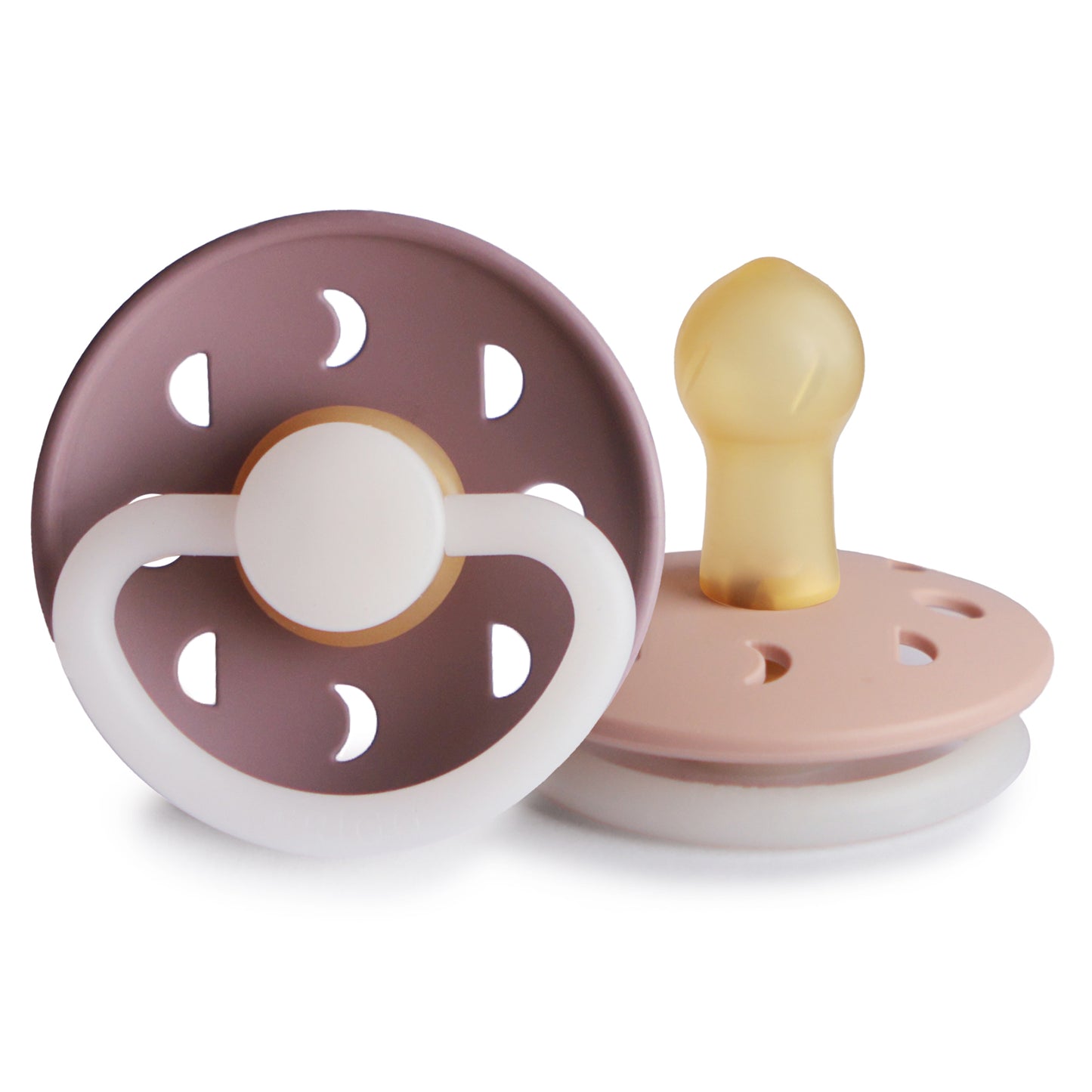 FRIGG Moon Phase Latex Baby Pacifier 0-6M 2-Pack Twilight Mauve Night/Blush Night - Size 1
