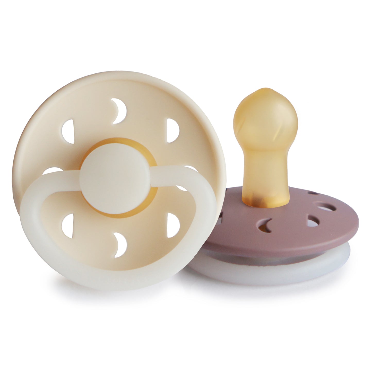 FRIGG Moon Phase Latex Baby Pacifier 0-6M 2-Pack Cream Night/Twilight Mauve Night - Size 1