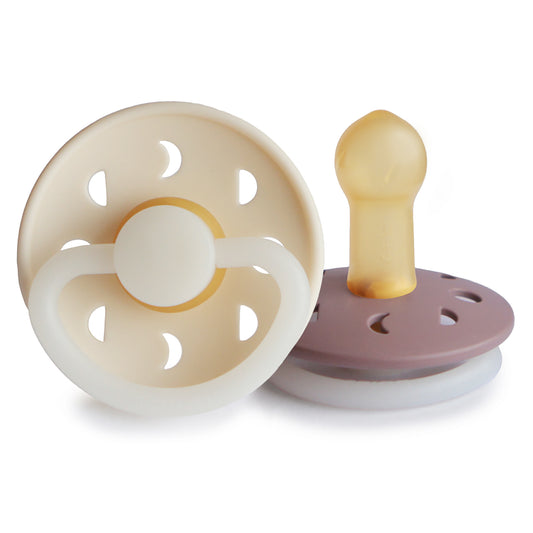 FRIGG Moon Phase Latex Baby Pacifier 6-18M 2-Pack Cream Night/Twilight Mauve Night - Size 2