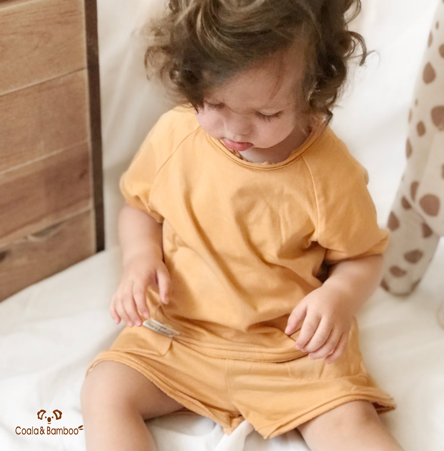 Modal short Set for girls and boys - Aged 9 M to 4 Yrs- colored Mustard