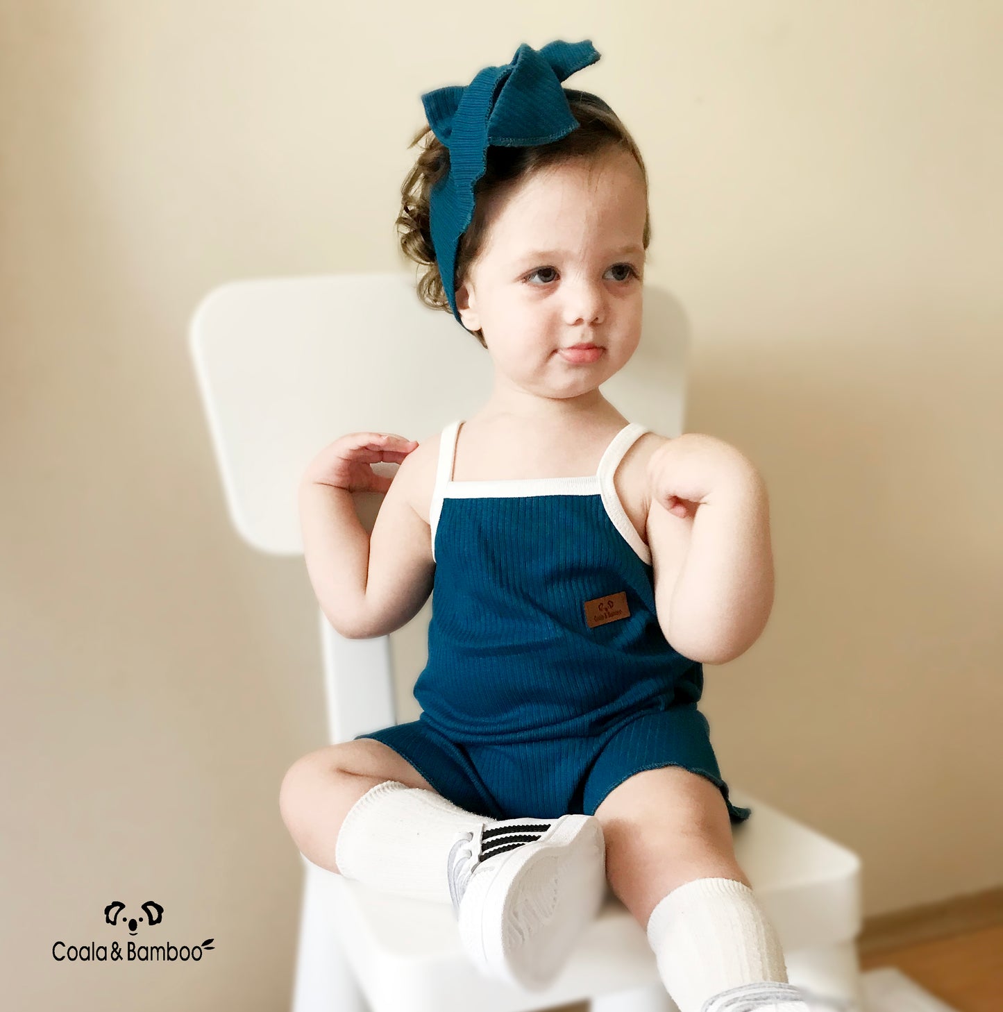 Havana Girl Rompers & Bandana - Colored petrolium- Aged 6m to 4 Years