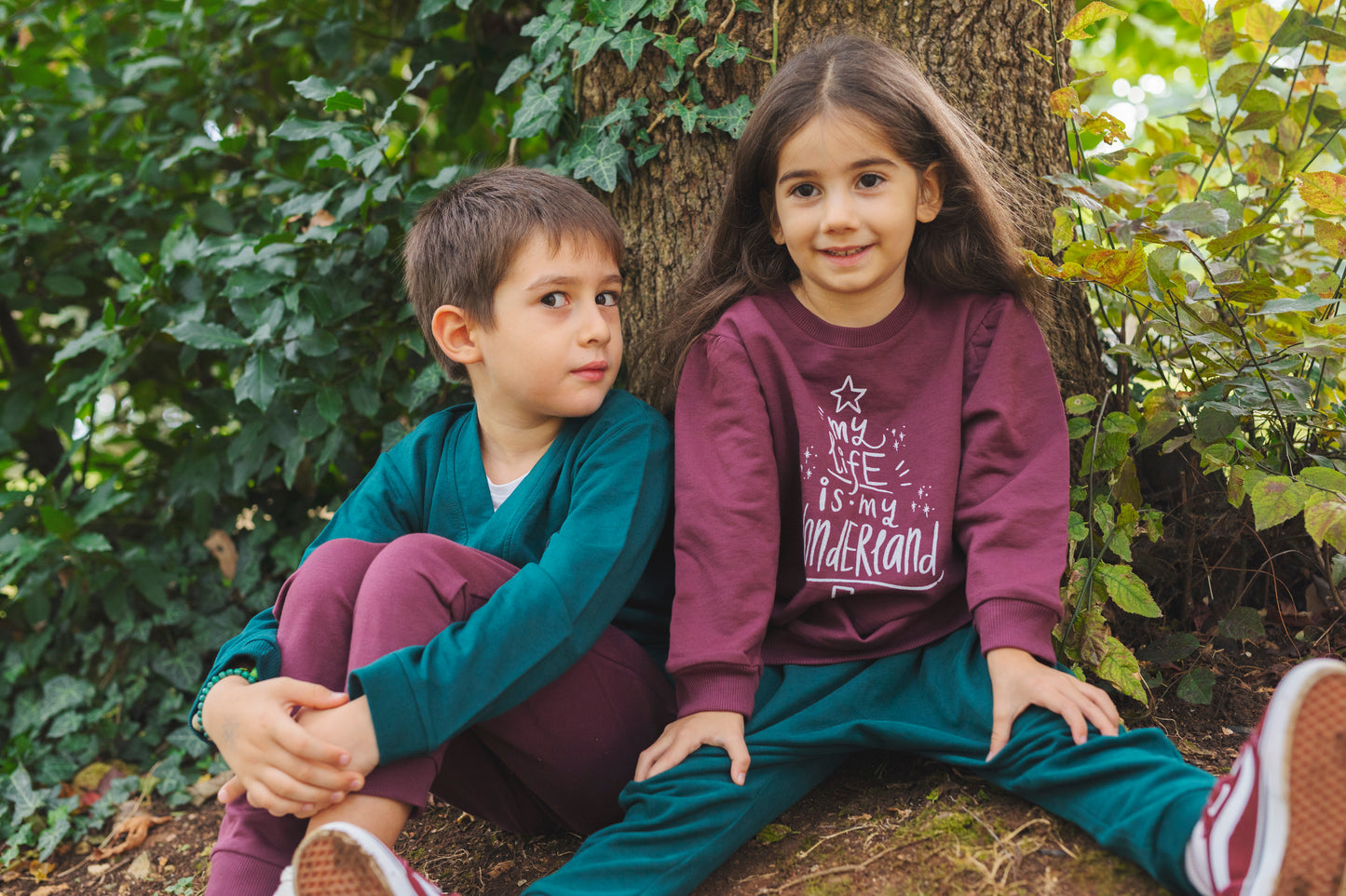Organic cotton "Cross" Pants -Aged 6m to 5Yrs- Colored Pine Green