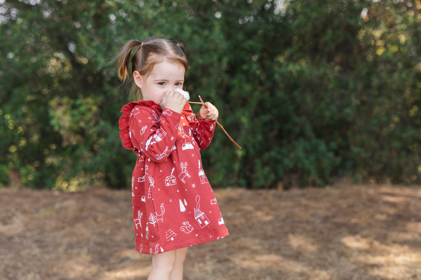 Long sleeve "Frills" Dress - Aged 12m to 5 Yrs- Colored Bordeaux
