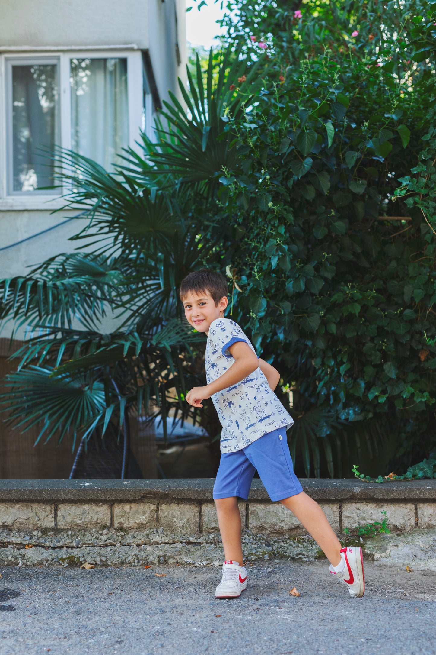 Organic cotton Bermuda Shorts - Aged 2 Yrs to 7 Yrs- Colored Midnight Blue