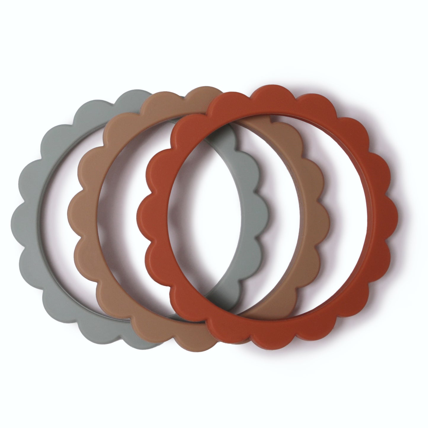 Mushie Flower Bracelet 3-Pack Cambridge Blue/Clementine/Natural