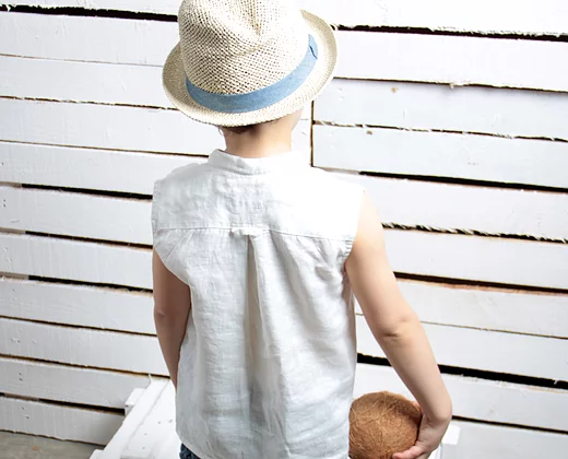 Mykonos Linen Unisex Shirt - Aged 3 Yrs to 6 Yrs- Colored Ecru