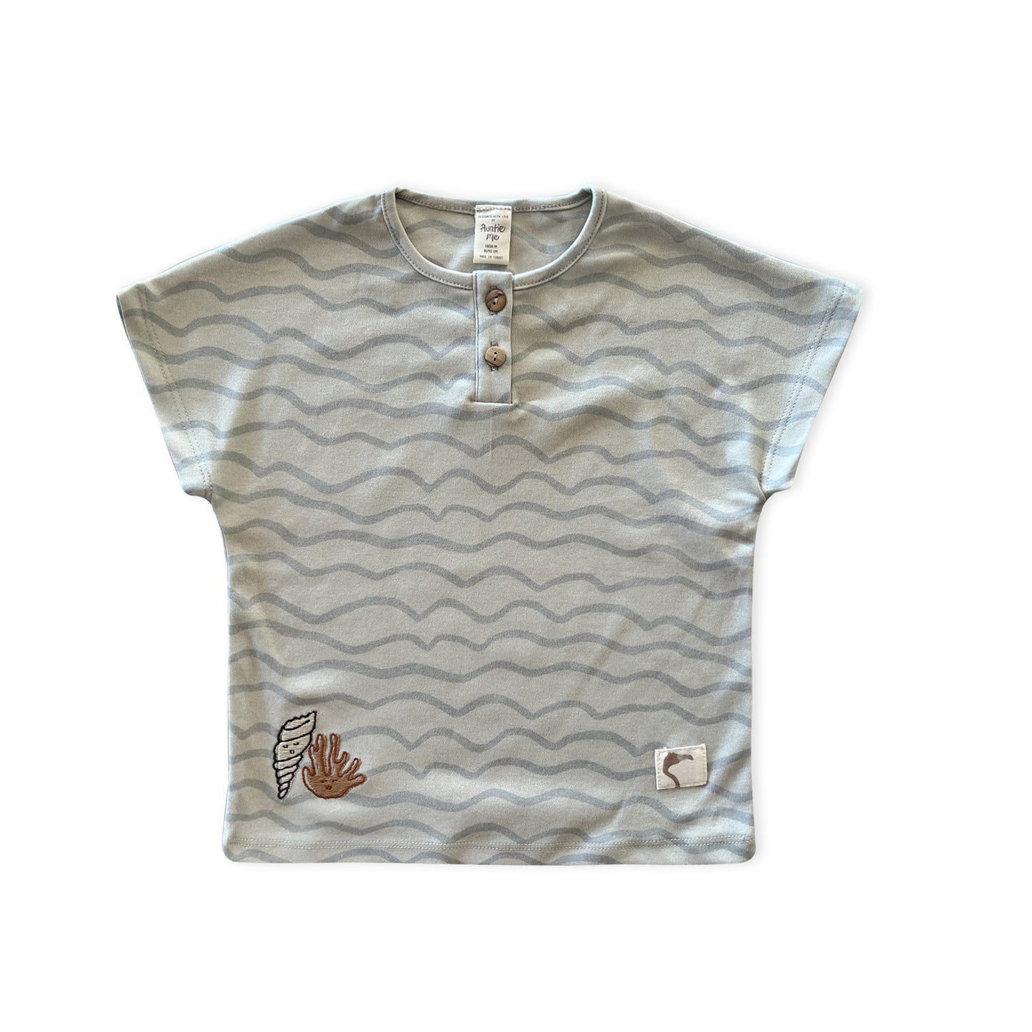 BLUE WAVES T-SHIRT- 100% organic cotton-GOTS certified