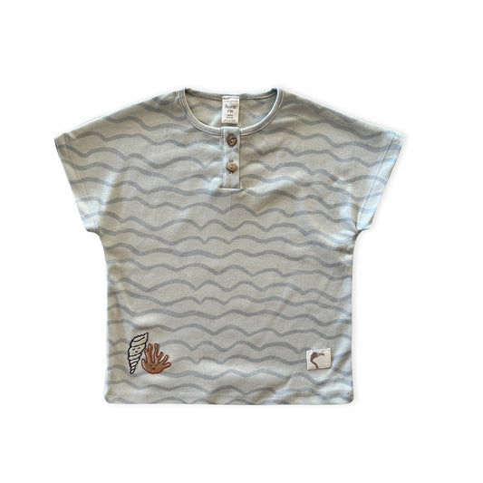 BLUE WAVES T-SHIRT- 100% organic cotton-GOTS certified