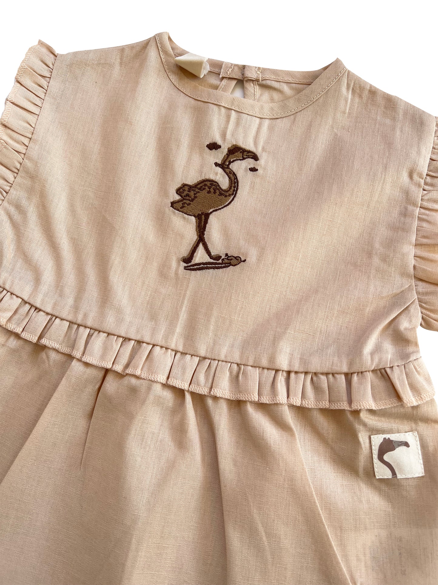 IVORY CREAM ‘FLAMINGO SURFING’ DRESS Aged 6m to 5 Yrs