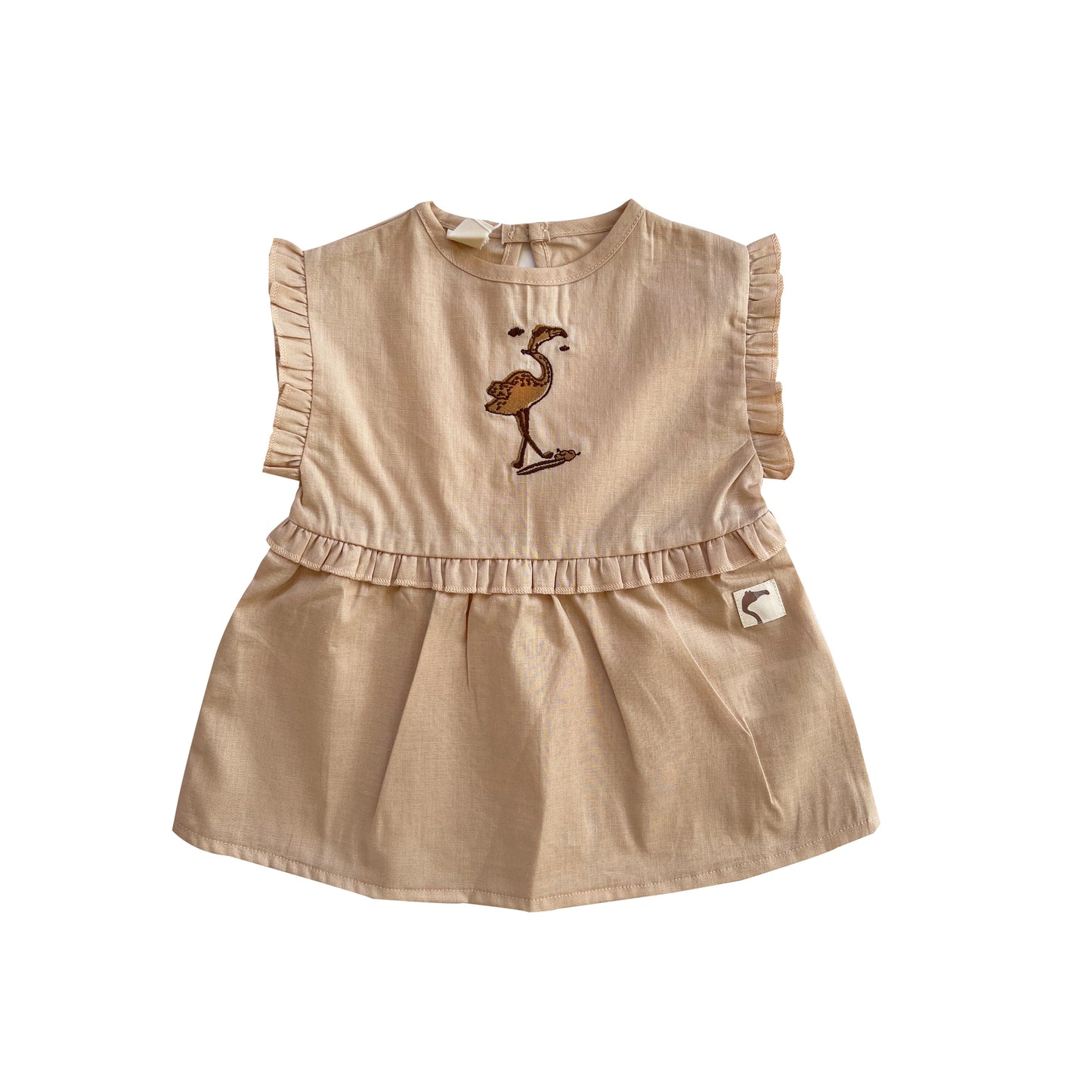 IVORY CREAM ‘FLAMINGO SURFING’ DRESS Aged 6m to 5 Yrs