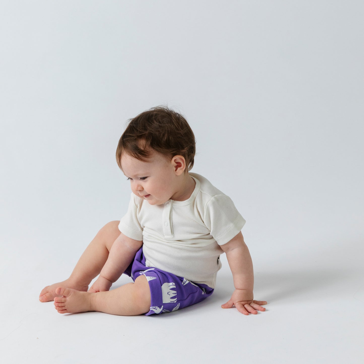 Organic cotton Baggy Shorts - Aged 6m to 7 Yrs- Colored Purple