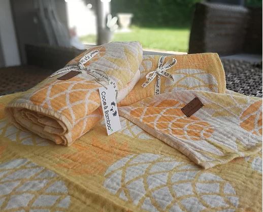 3 Layers Cotton Muslin Blanket - Khaki Dimensions: 90*90 cm